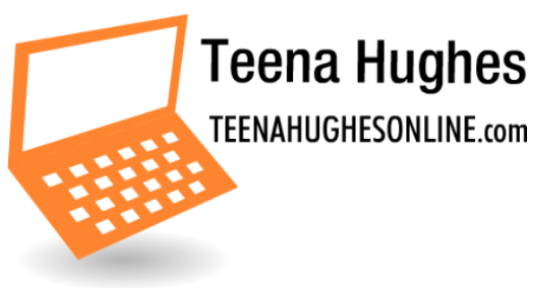 Teena Hughes Online laptop logo orange