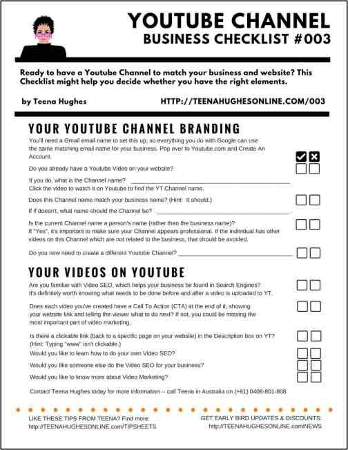 Youtube Channel Business Checklist to help business owners
